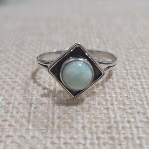 Elegant Silver Ring with Blue Larimar Stone